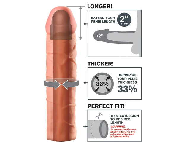 X-TENSION Perfect 2 - élethű péniszköpeny (20,3cm) - natúr