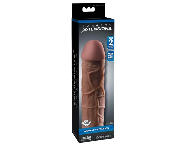 X-TENSION Mega 2 - élethű péniszköpeny (20,3cm) - sötét natúr