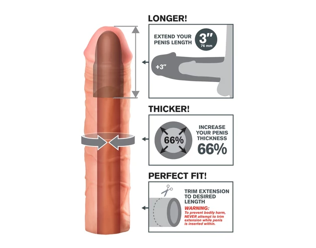 X-TENSION Mega 3 - élethű péniszköpeny (22,8cm) - natúr
