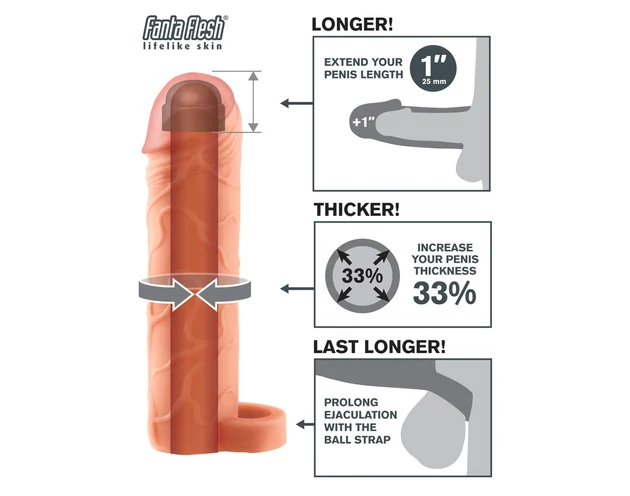 X-TENSION Perfect 1 - heregyűrűs péniszköpeny (17,7cm) - natúr