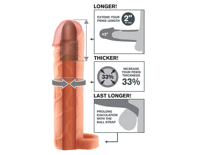 X-TENSION Perfect 2 - heregyűrűs péniszköpeny (19cm) - natúr