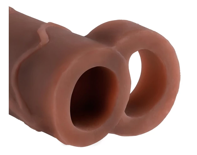 X-TENSION Perfect 2 - heregyűrűs péniszköpeny (19cm) - sötét natúr
