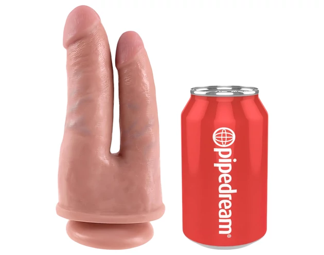 King Cock Double Penetrator - élethű dupla dildó (natúr)