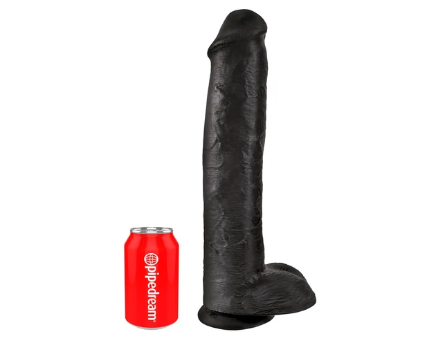 King Cock 15 - tapadókorongos, herés dildó (38cm) - fekete