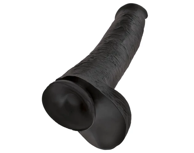 King Cock 15 - tapadókorongos, herés dildó (38cm) - fekete