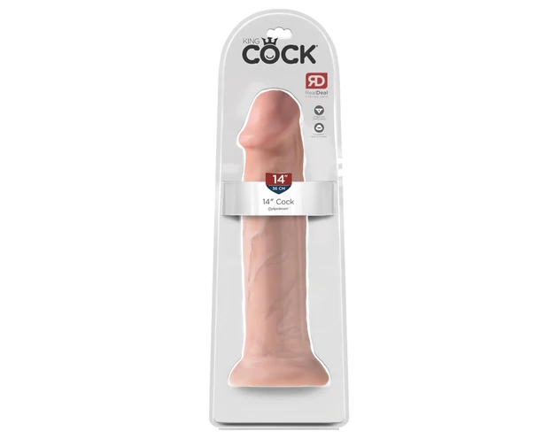 King Cock 14 - tapadókorongos, nagy dildó (36cm) - natúr
