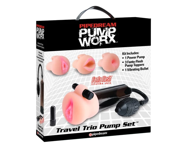 Pipedream Travel Trio - vibrációs pénisz pumpa szett (fekete)