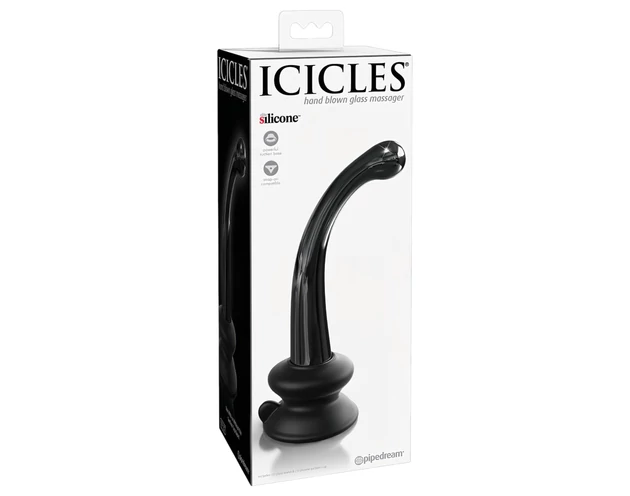 Icicles No. 87 - G+P-pont üveg dildó (fekete)