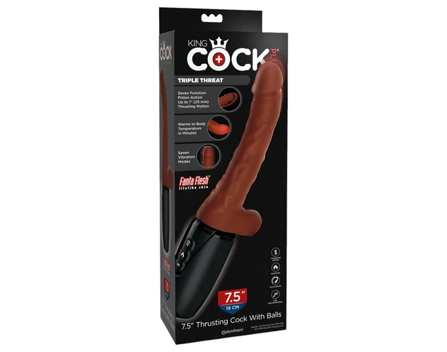 King Cock Plus 7,5 - herés lökő vibrátor (barna)