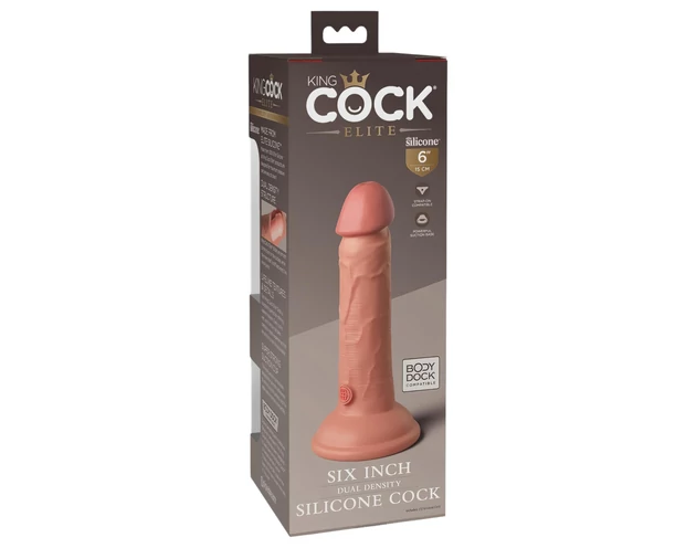 King Cock Elite 6 - tapadókorongos, élethű dildó (15cm) - natúr