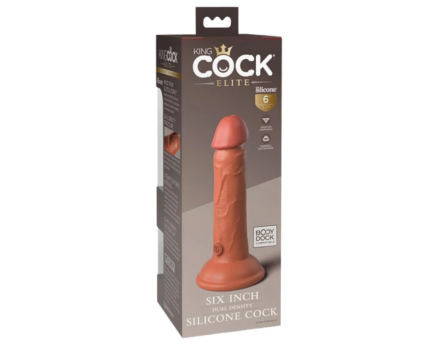 King Cock Elite 6 - tapadókorongos, élethű dildó (15cm) - sötét