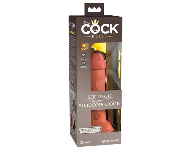King Cock Elite 6 - tapadókorongos, élethű dildó (15cm) - sötét