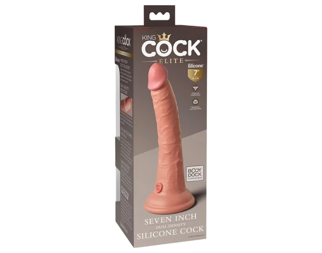 King Cock Elite 7- tapadókorongos, élethű dildó (18cm) - natúr