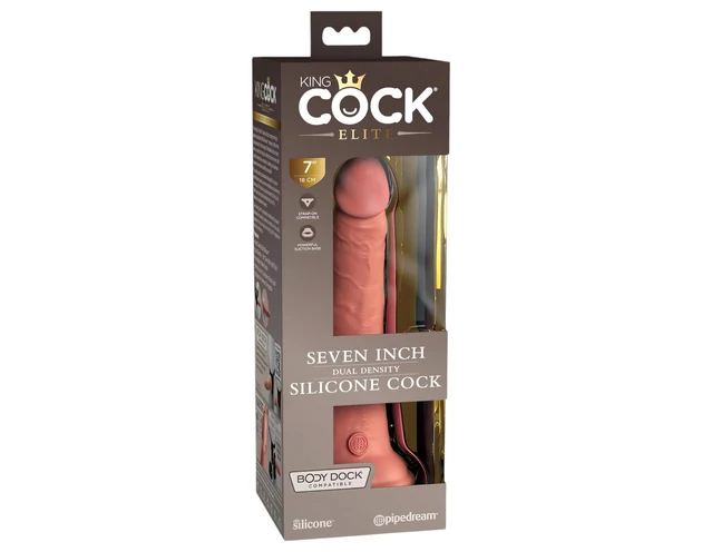 King Cock Elite 7- tapadókorongos, élethű dildó (18cm) - natúr