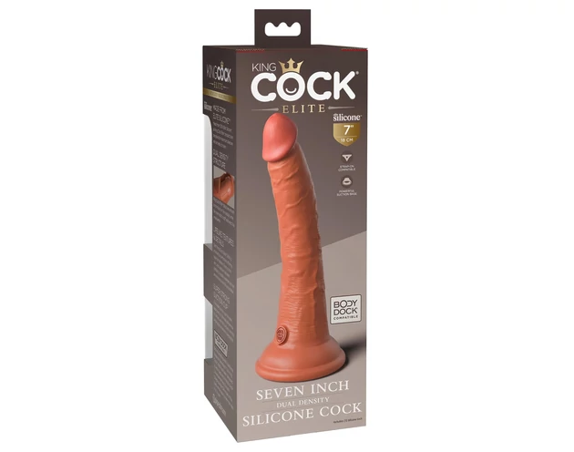 King Cock Elite 7- tapadótalpas, élethű dildó (18cm) - sötét natúr