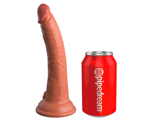 King Cock Elite 7- tapadótalpas, élethű dildó (18cm) - sötét natúr