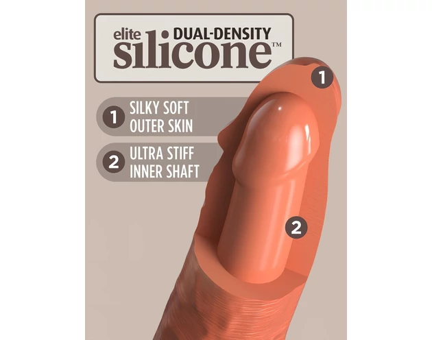 King Cock Elite 7- tapadótalpas, élethű dildó (18cm) - sötét natúr
