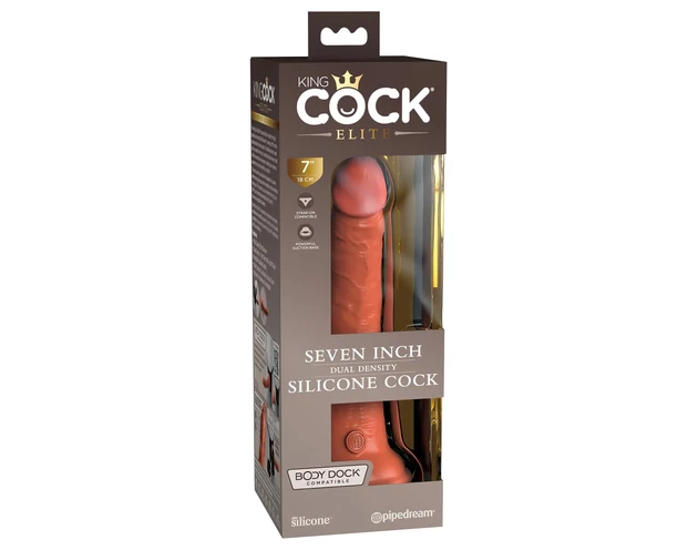 King Cock Elite 7- tapadótalpas, élethű dildó (18cm) - sötét natúr