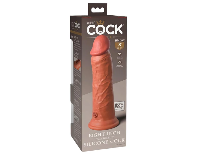King Cock Elite 8 - tapadókorongos dildó (20cm) - sötét natúr