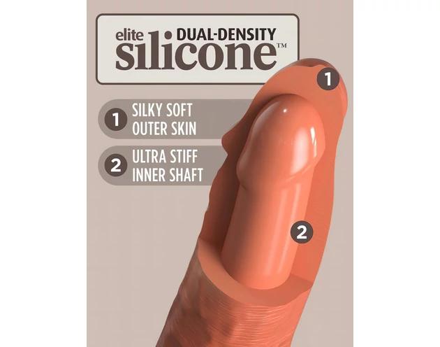 King Cock Elite 8 - tapadókorongos dildó (20cm) - sötét natúr