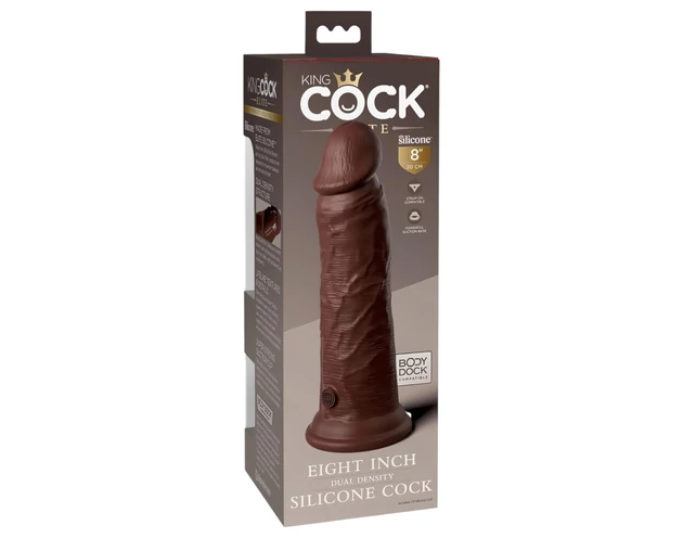 King Cock Elite 8 - tapadókorongos, élethű dildó (20cm) - barna