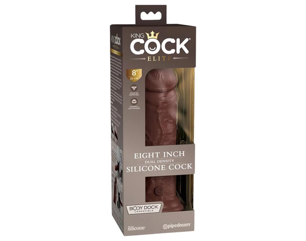 King Cock Elite 8 - tapadókorongos, élethű dildó (20cm) - barna