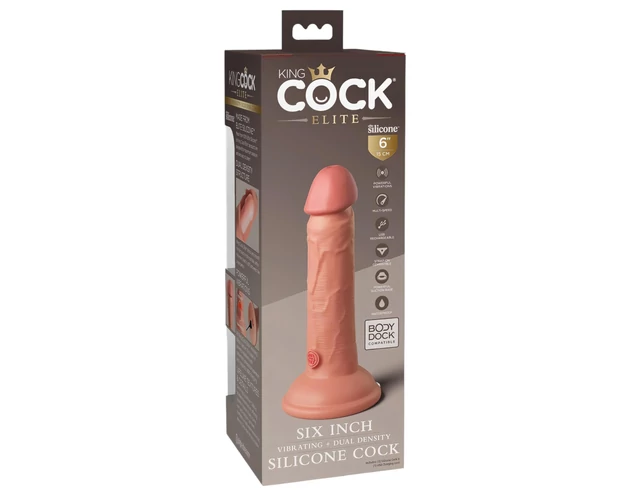 King Cock Elite 6 - tapadókorongos vibrátor (15cm) - natúr
