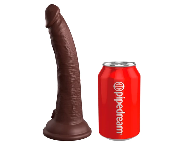 King Cock Elite 7 - tapadótalpas, rádiós élethű vibrátor 18cm - barna