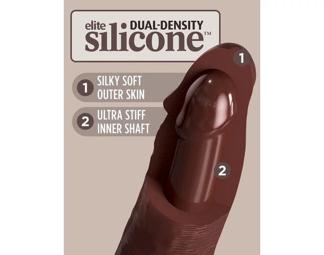 King Cock Elite 7 - tapadótalpas, rádiós élethű vibrátor 18cm - barna