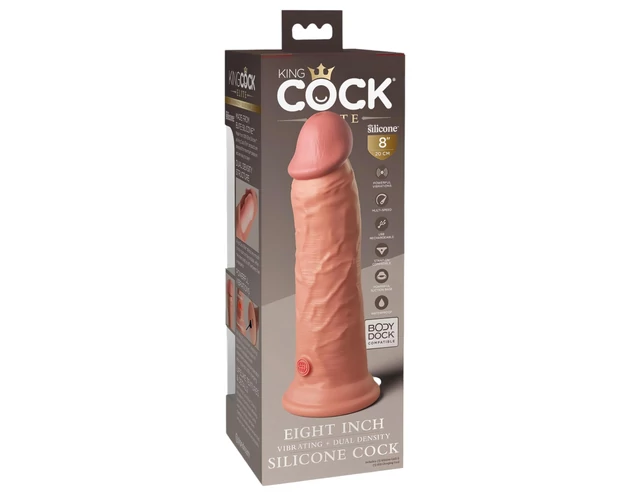 King Cock Elite 8 - tapadókorongos vibrátor (20cm) - natúr