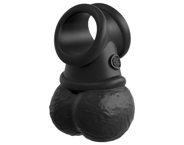 King Cock Crown Jewels - rezgő péniszgyűrű (fekete)
