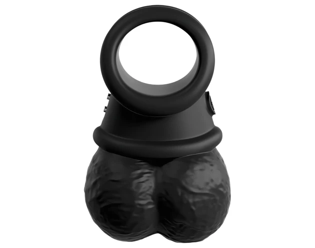 King Cock Crown Jewels - rezgő péniszgyűrű (fekete)