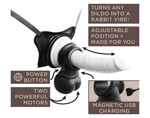 King Cock Crown Jewels - rezgő péniszgyűrű (fekete)