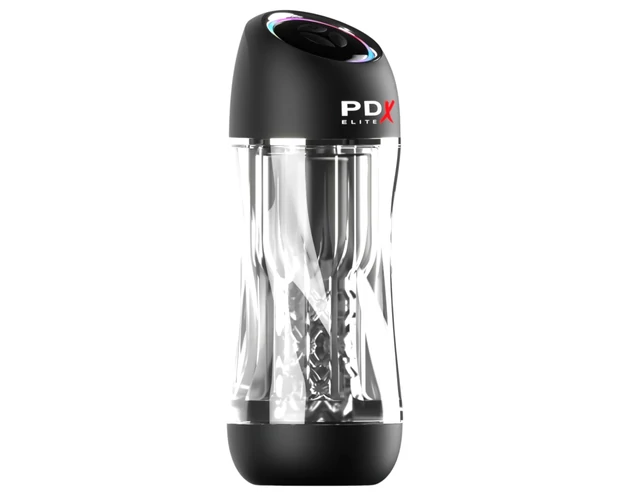 PDX ViewTube Pro - szívó-rezgő maszturbátor (fekete)