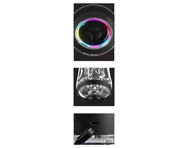 PDX ViewTube Pro - szívó-rezgő maszturbátor (fekete)