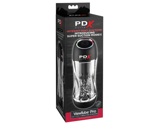 PDX ViewTube Pro - szívó-rezgő maszturbátor (fekete)