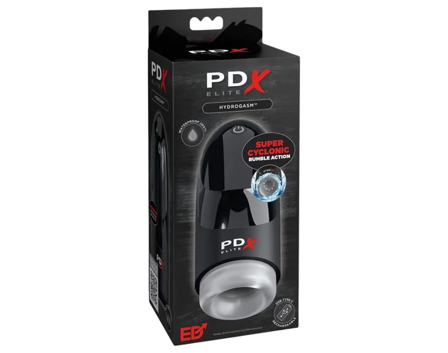 PDX Hydrogasm - akkus forgó maszturbátor (fekete)