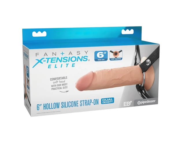 X-TENSION Elite - üreges felcsatolható dildó (natúr)
