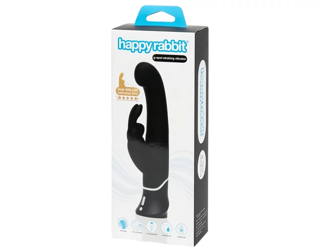 Happyrabbit G-spot - akkus, csiklókaros bólogató vibrátor (fekete)