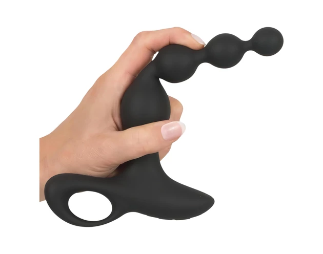 Black Velvets - gyöngyös anál vibrátor (fekete)