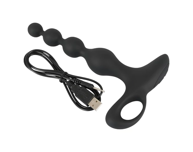 Black Velvets - gyöngyös anál vibrátor (fekete)