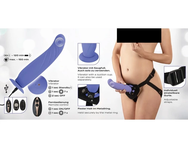 You2Toys - RC Strap-On - akkus, rádiós felcsatolható vibrátor (lila)