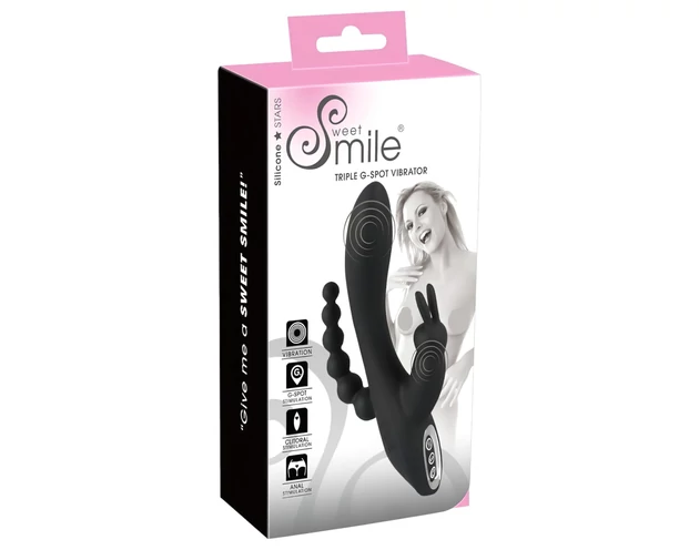SMILE Triple - akkus, vízálló 3 ágú vibrátor (fekete)