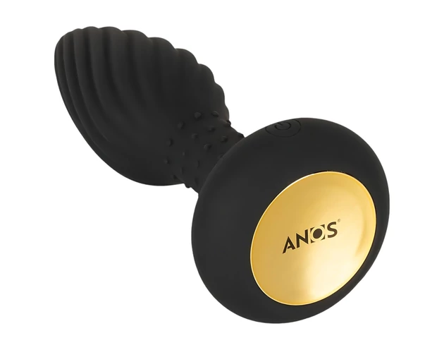ANOS - forgó gyöngyös anál vibrátor (fekete)