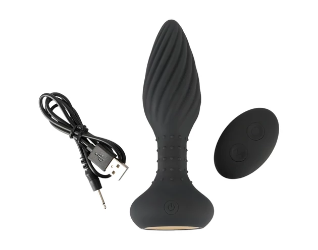 ANOS - forgó gyöngyös anál vibrátor (fekete)