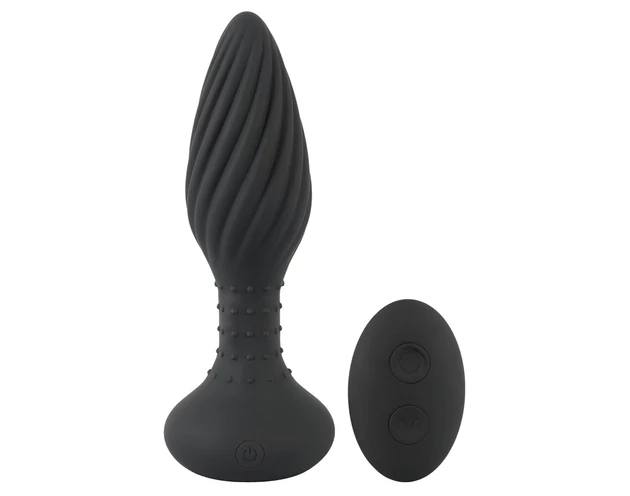 ANOS - forgó gyöngyös anál vibrátor (fekete)