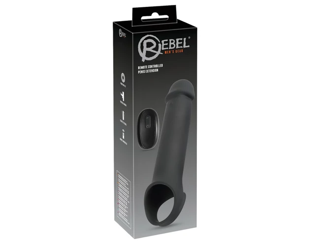 Rebel - akkus, rádiós vibrációs péniszköpeny (fekete)