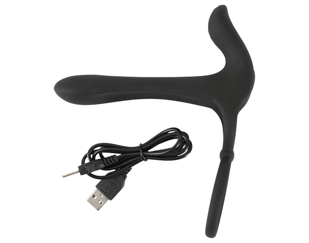 Black Velvets - akkus, 2in1 párvibrátor és péniszgyűrű (fekete)