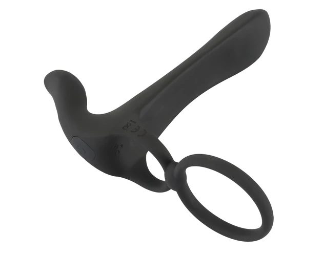 Black Velvets - akkus, 2in1 párvibrátor és péniszgyűrű (fekete)