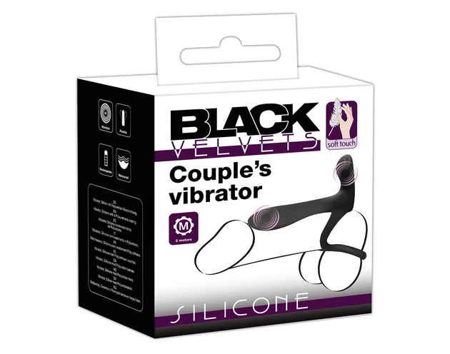 Black Velvets - akkus, 2in1 párvibrátor és péniszgyűrű (fekete)